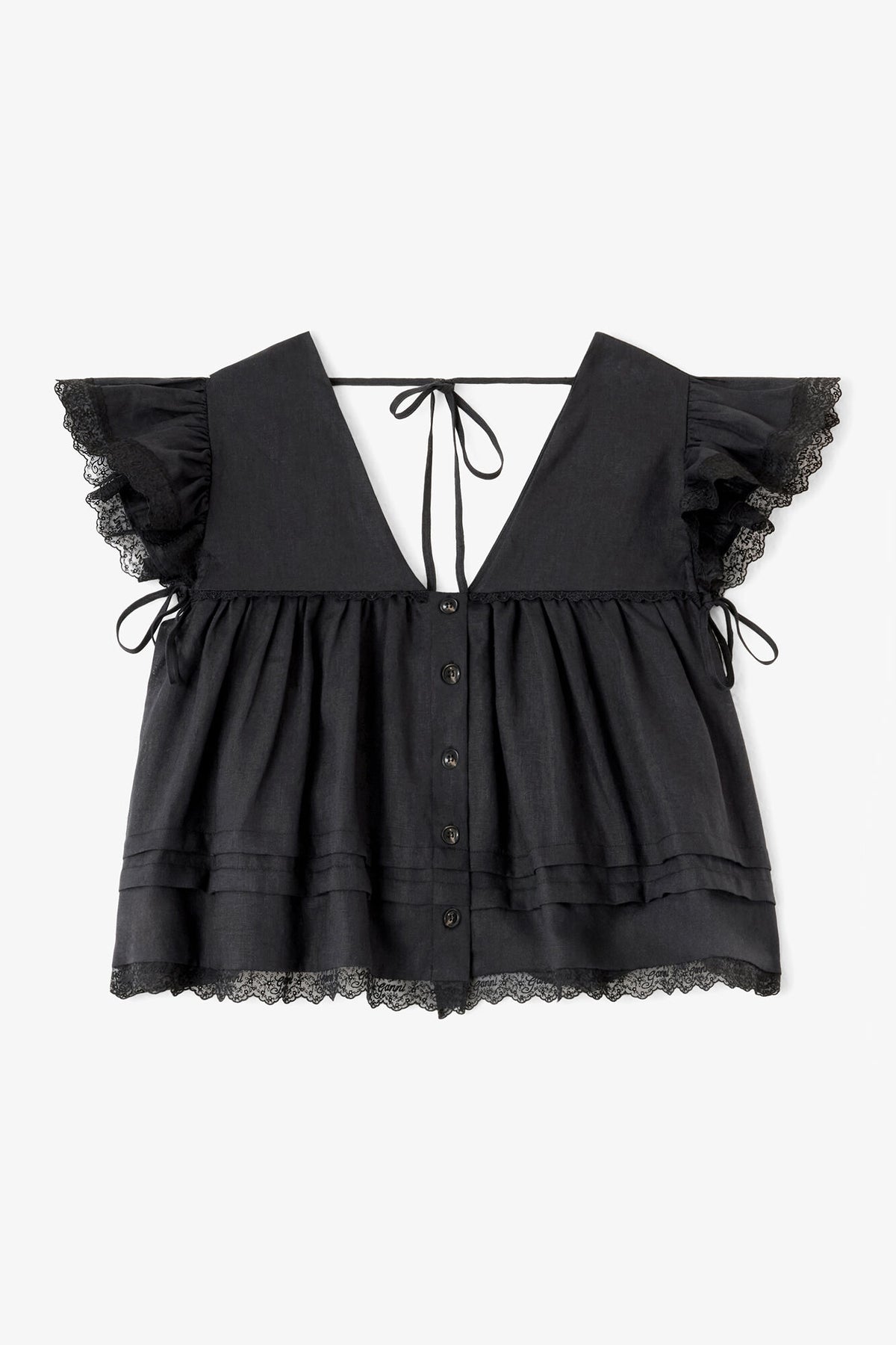 Blouse in Black Linen - GANNI