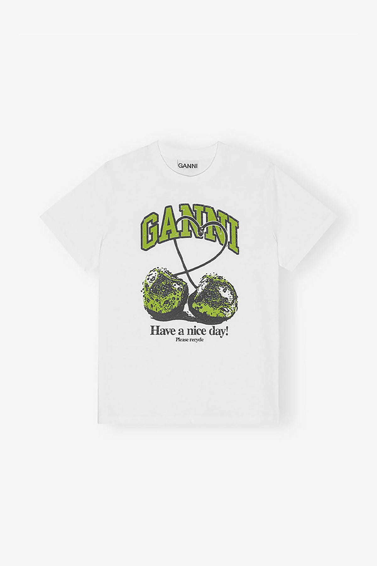 White Basic Jersey Cherry Relaxed T-shirt - GANNI
