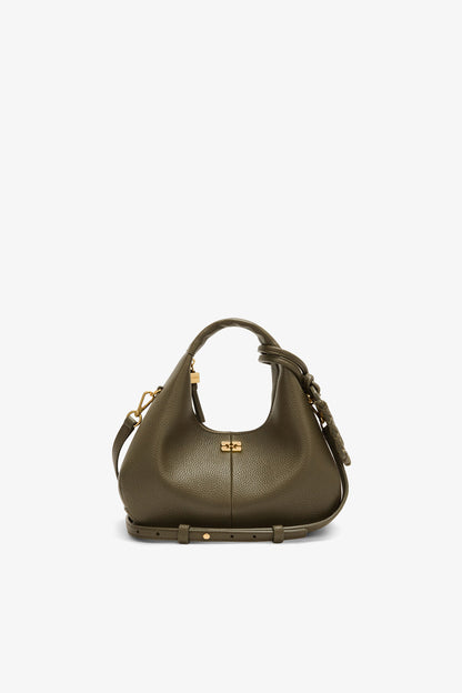 Military Olive Mini Hobo Bag in Green - GANNI