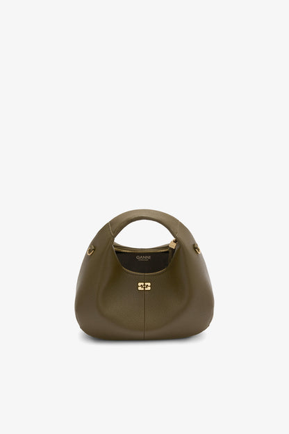 Military Olive Mini Hobo Bag in Green - GANNI