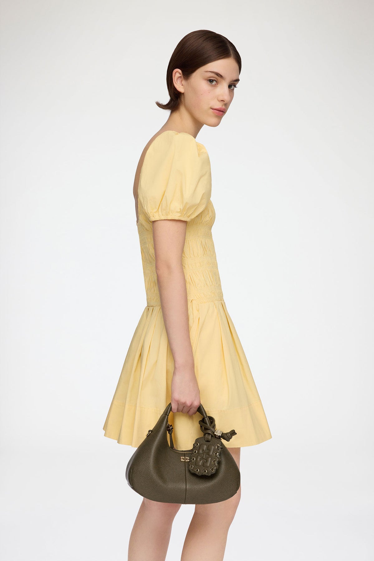 Military Olive Mini Hobo Bag in Green - GANNI