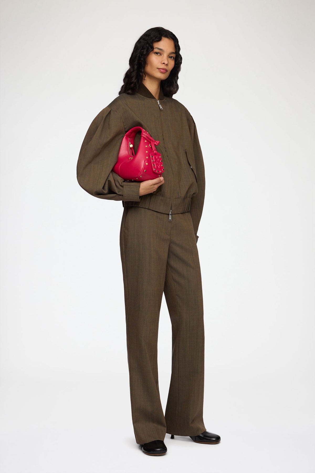 Persian Red Mini Hobo Bag Studs in Red - GANNI