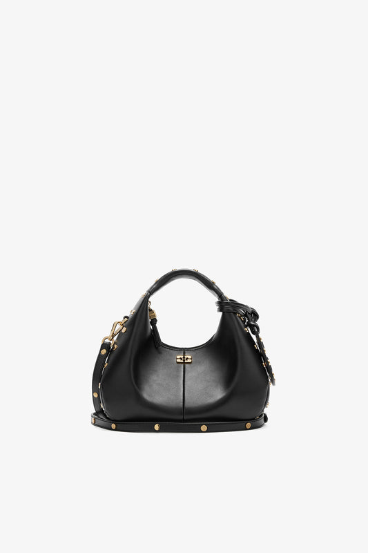 Black Mini Hobo Bag Studs in Black - GANNI