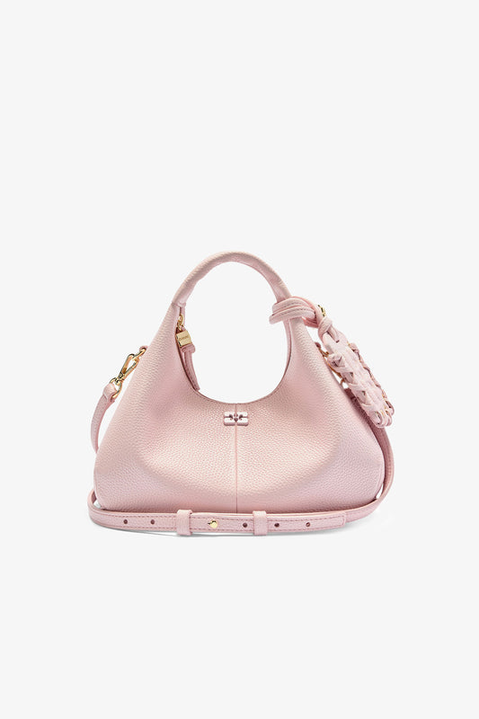 Chalk Pink Grained Mini Hobo Bag - GANNI