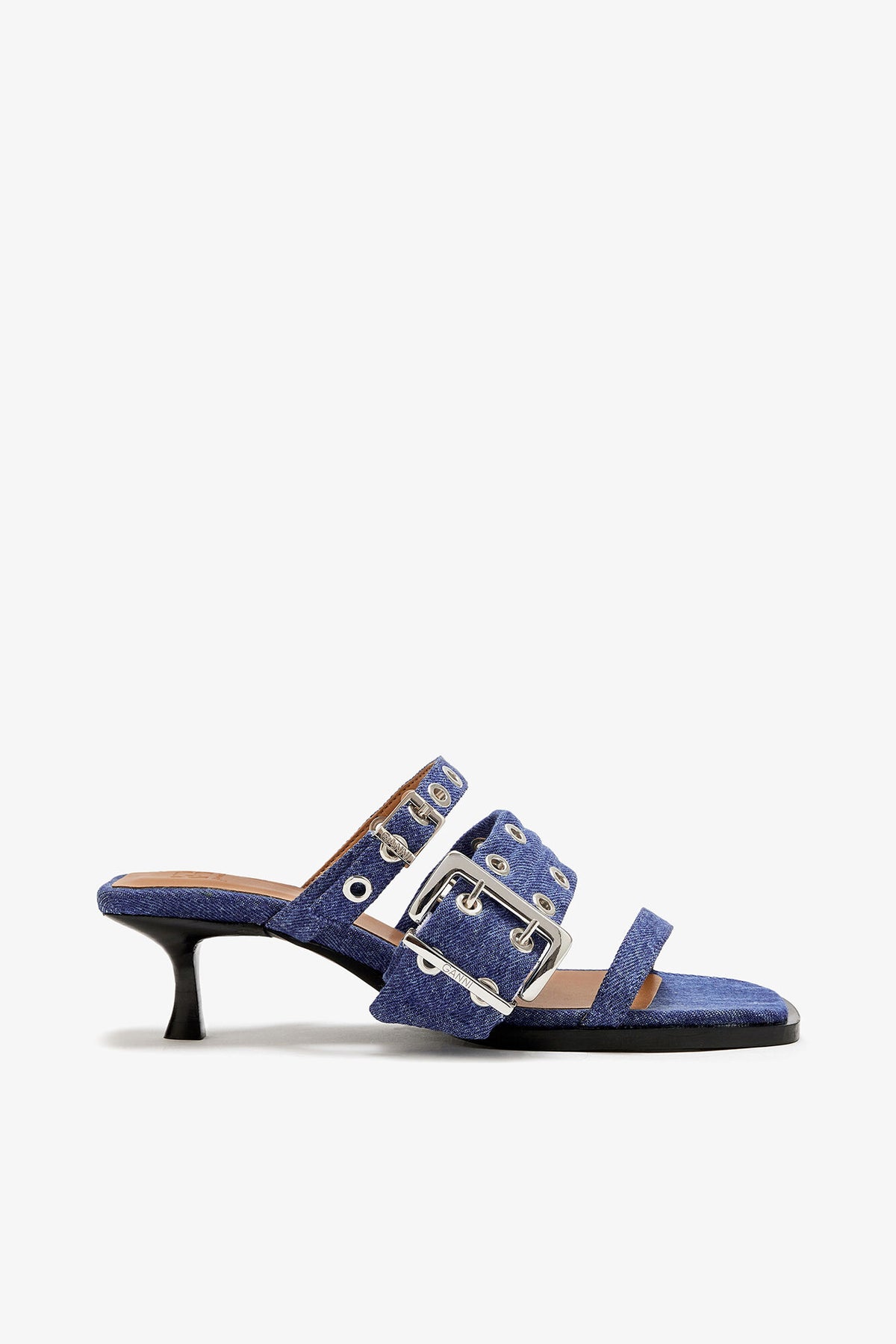 Buckle Strap Mule in Denim - GANNI