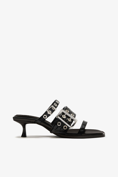 Buckle Strap Mule in Black - GANNI