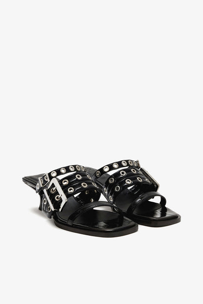 Buckle Strap Mule in Black - GANNI