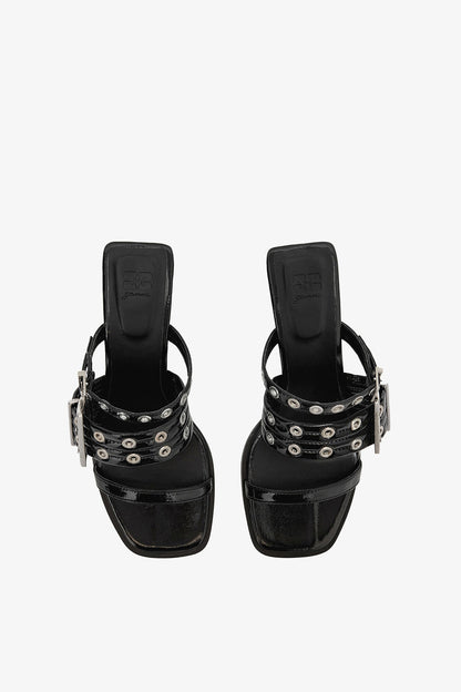 Buckle Strap Mule in Black - GANNI