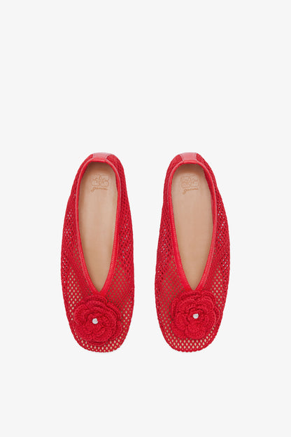 Jenny Ballerina in Red Mesh - GANNI