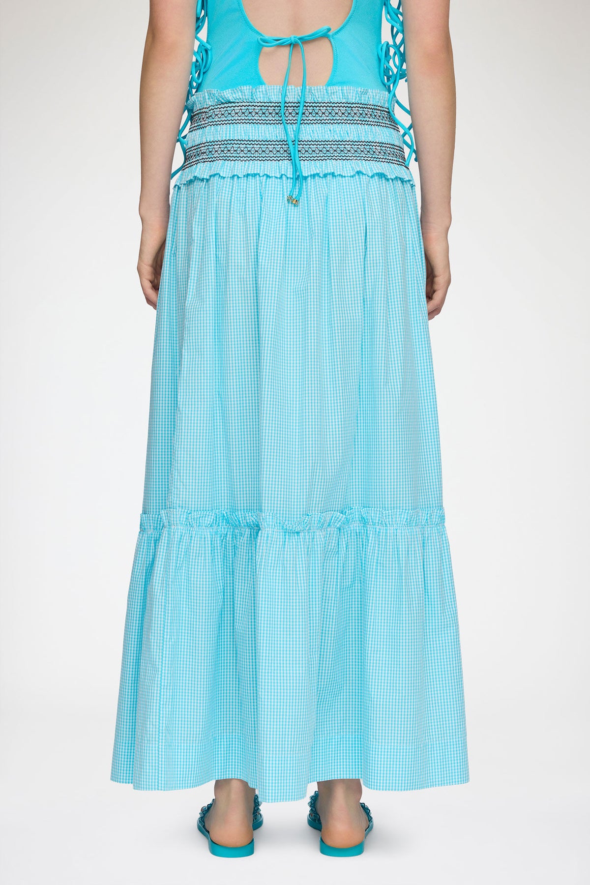 Convertible Skirt in Blue Check - GANNI