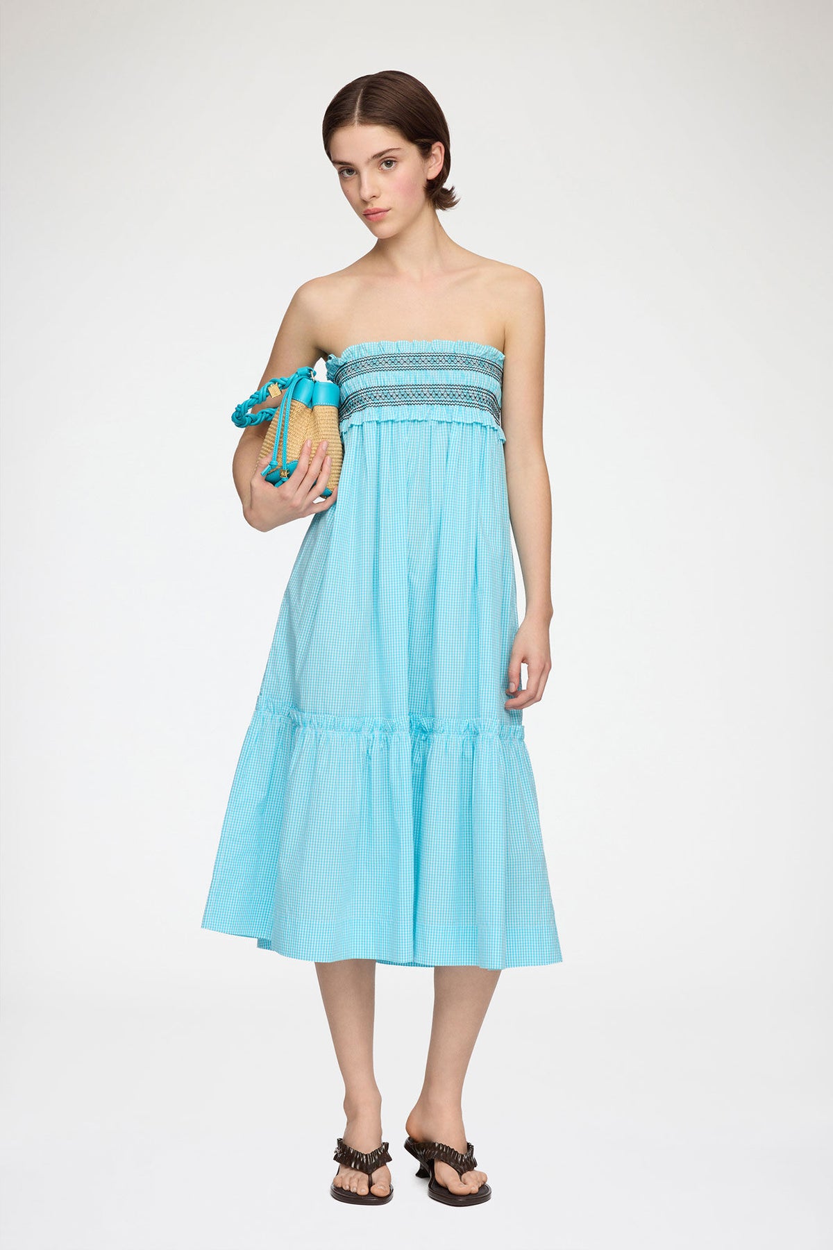 Convertible Skirt in Blue Check - GANNI