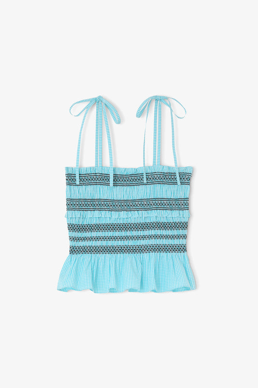 Top in Blue Check - GANNI