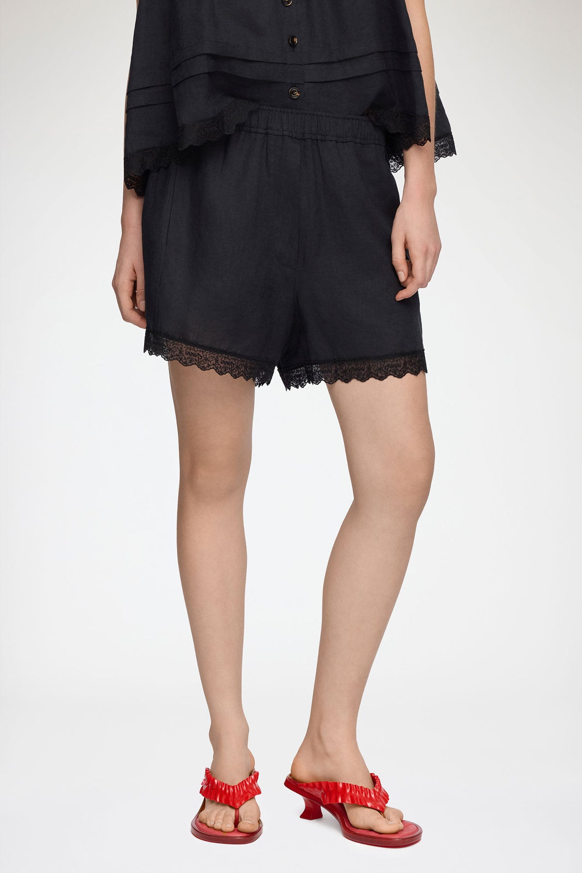 Shorts in Black Linen - GANNI
