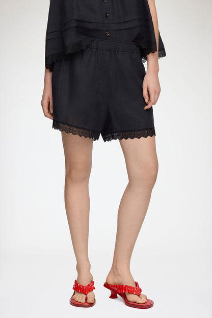 Shorts in Black Linen - GANNI