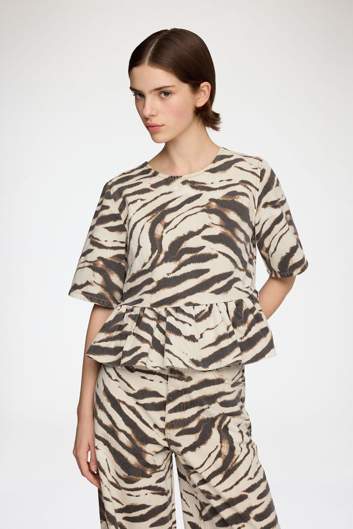 Top in Zebra Denim - GANNI