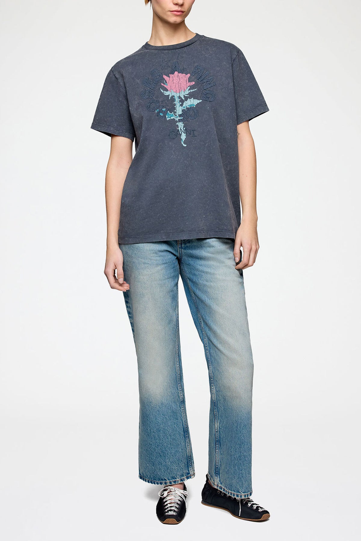 T-shirt with Rose - GANNI