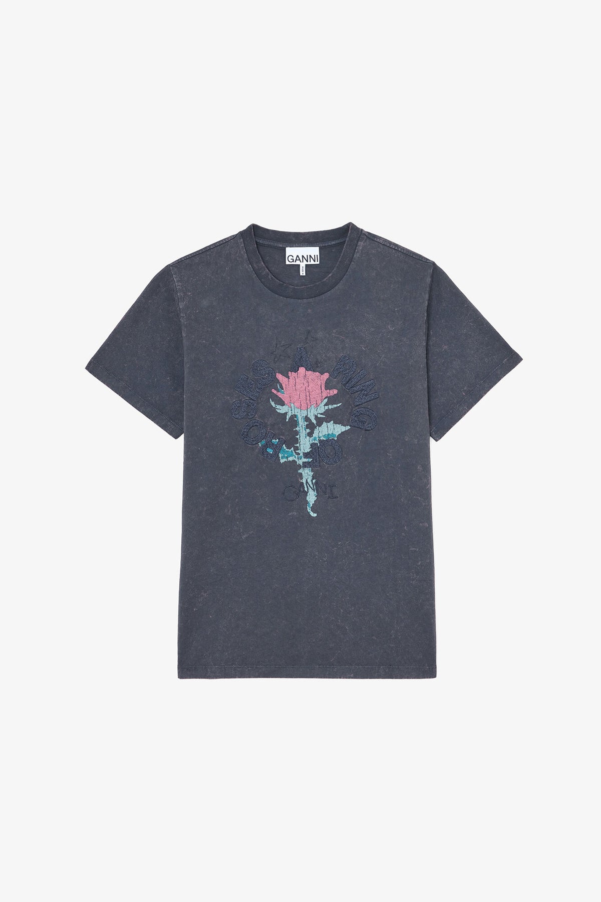 T-shirt with Rose - GANNI