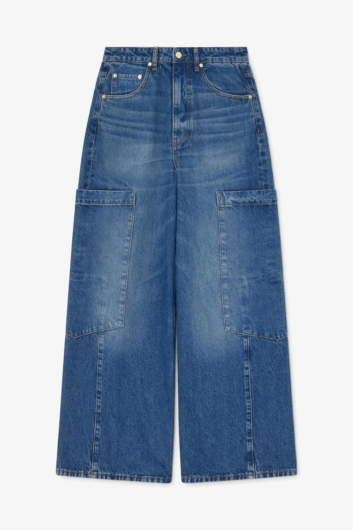 Baggy Cargo Jeans in Rigid Denim - GANNI