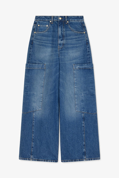 Baggy Cargo Jeans in Rigid Denim - GANNI