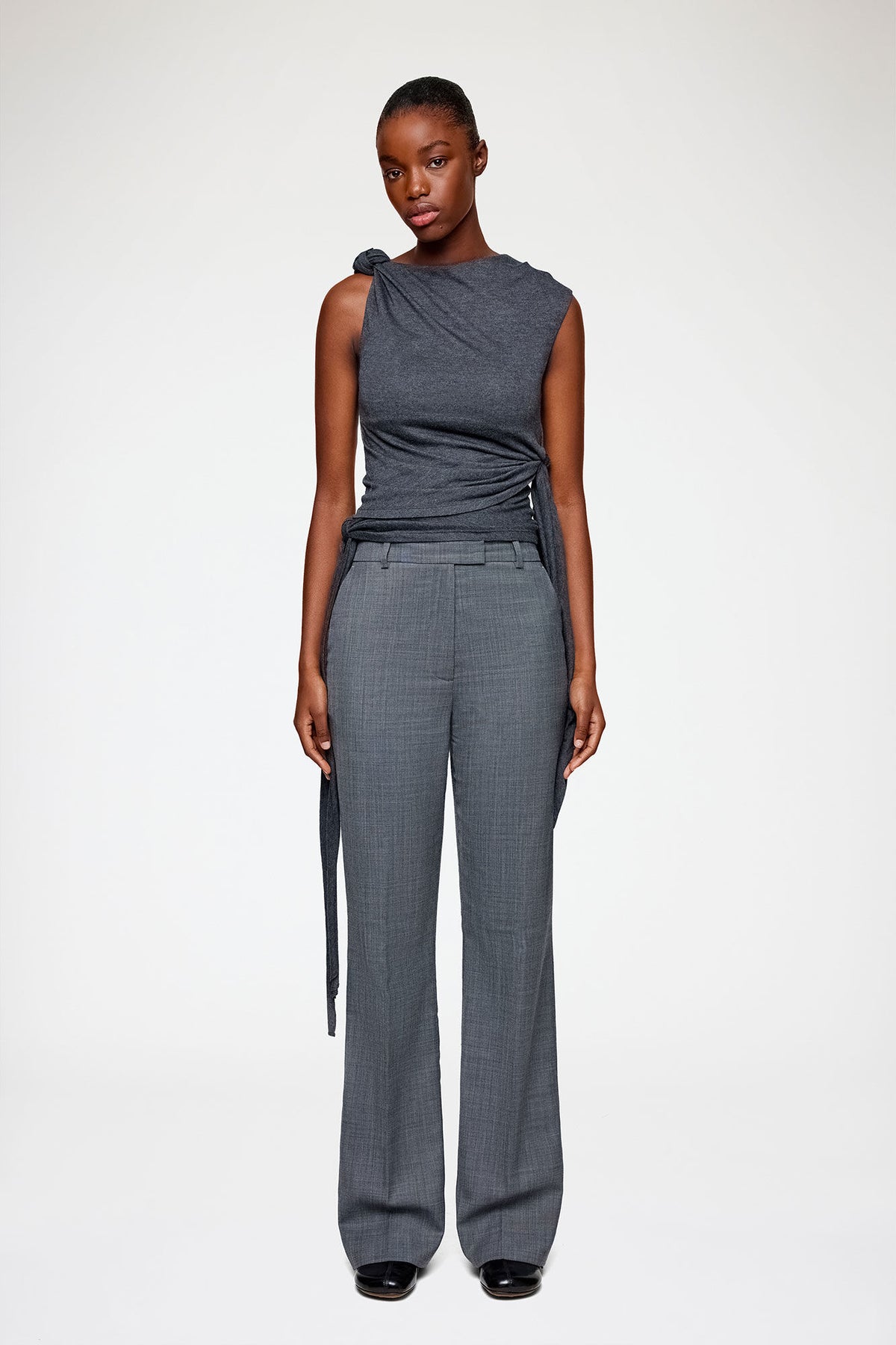 Pants in Grey Wool Melange - GANNI