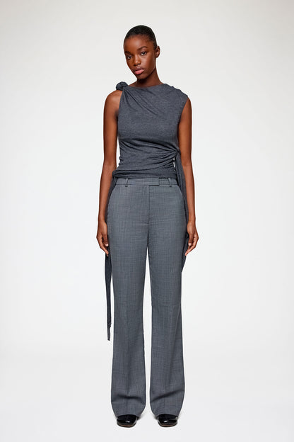 Pants in Grey Wool Melange - GANNI