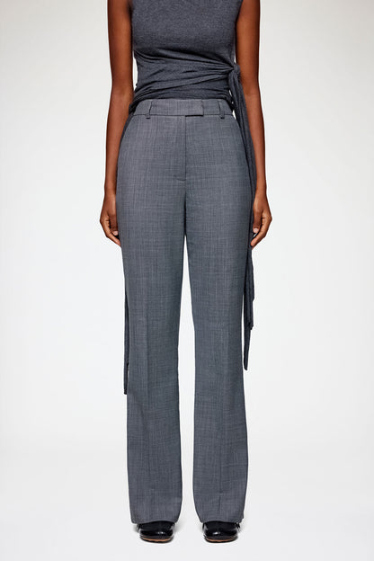 Pants in Grey Wool Melange - GANNI
