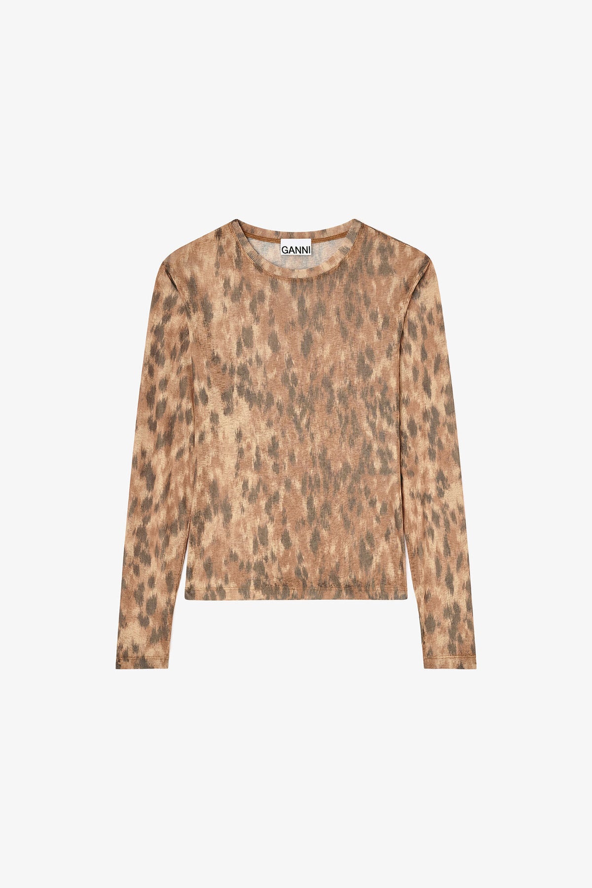 Long-sleeve Top in Printed Marl Mesh - GANNI