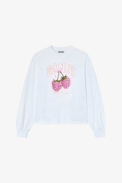 Long-sleeve T-shirt with Raspberries - GANNI