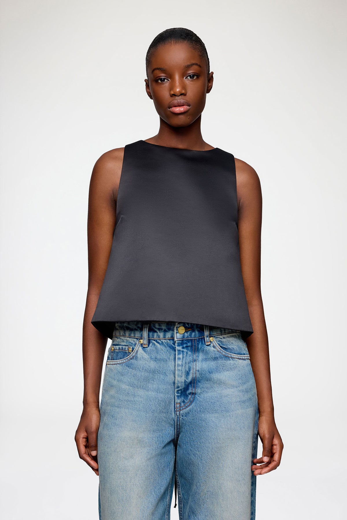 Top in Black Satin - GANNI
