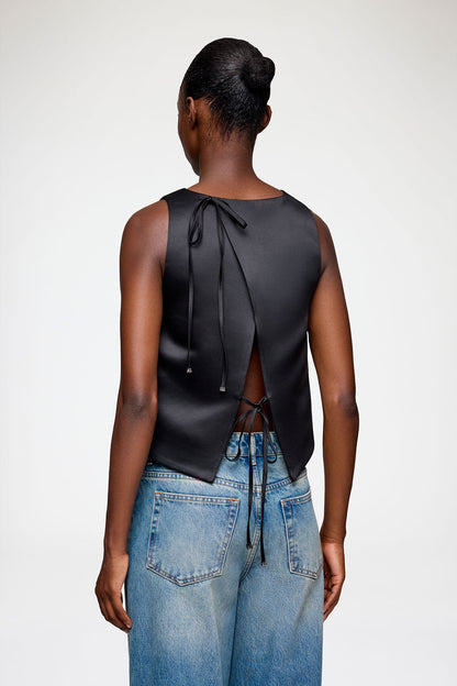 Top in Black Satin - GANNI