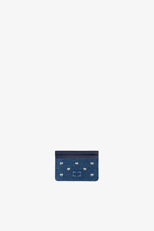 Faded Denim Bou Card Holder in Denim - GANNI