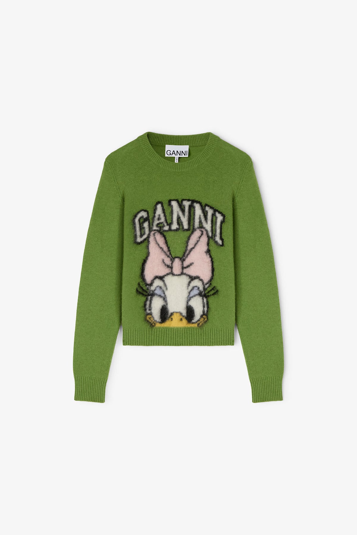 Daisy Duck Green Brushed Wool Sweater - GANNI