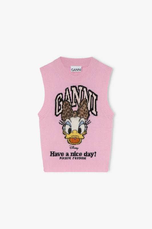 Daisy Duck Graphic Wool Vest - GANNI