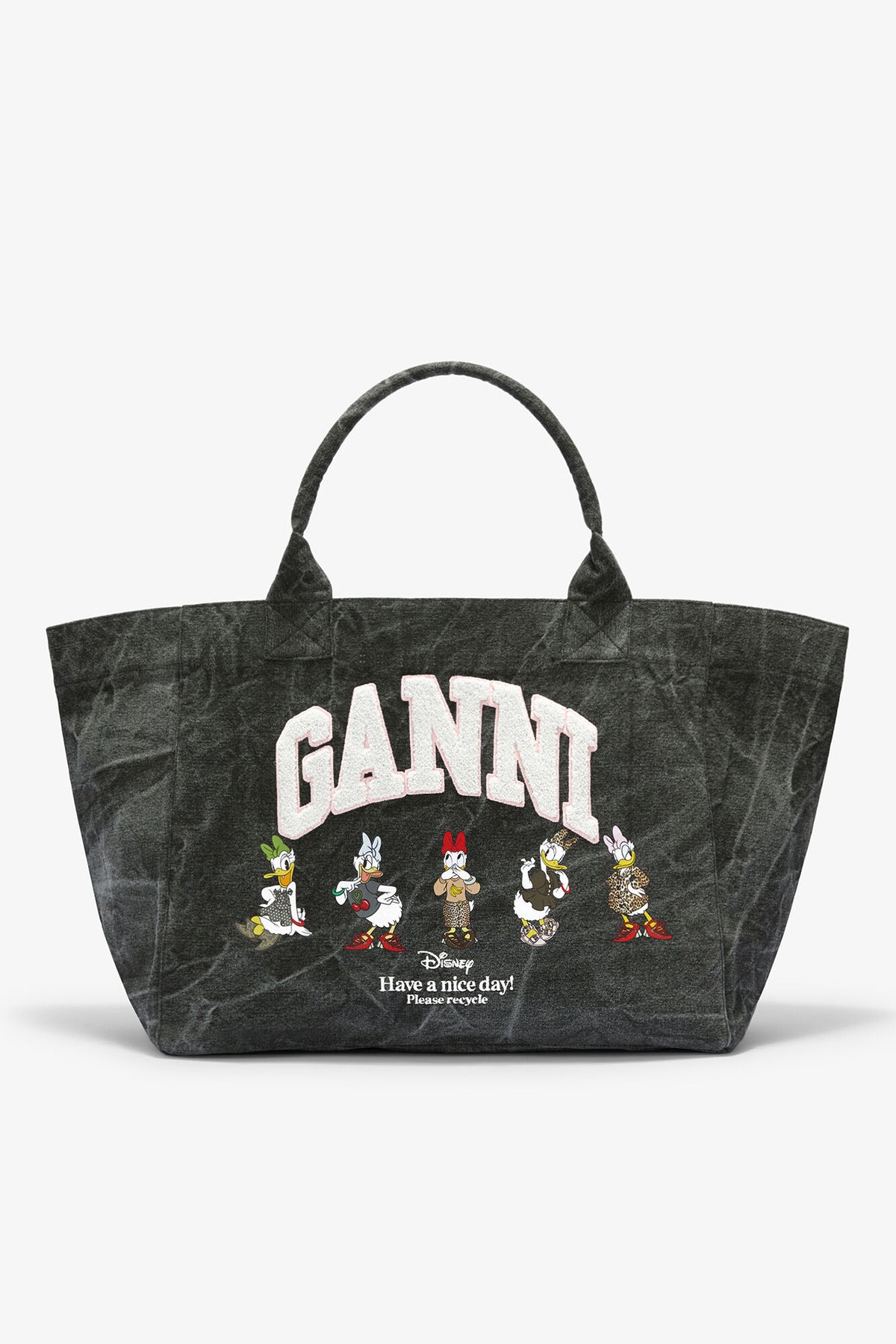 Black Oyster Daisy Duck Bleached XXL Tote - GANNI