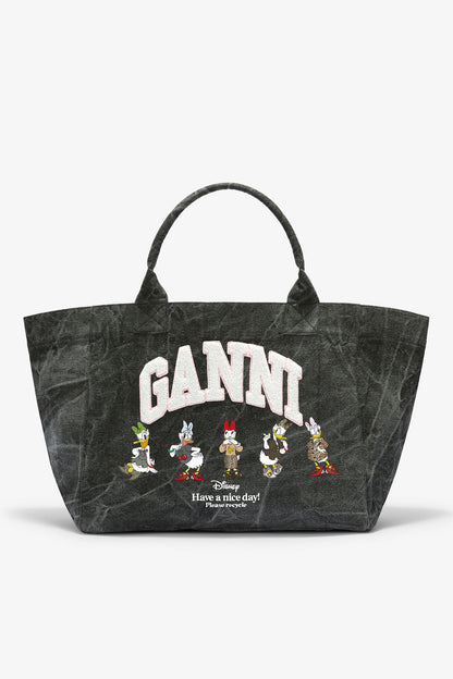 Black Oyster Daisy Duck Bleached XXL Tote - GANNI