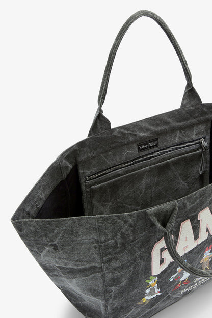 Black Oyster Daisy Duck Bleached XXL Tote - GANNI