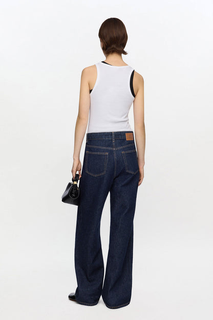 White Soft Cotton Rib Tank Top - GANNI
