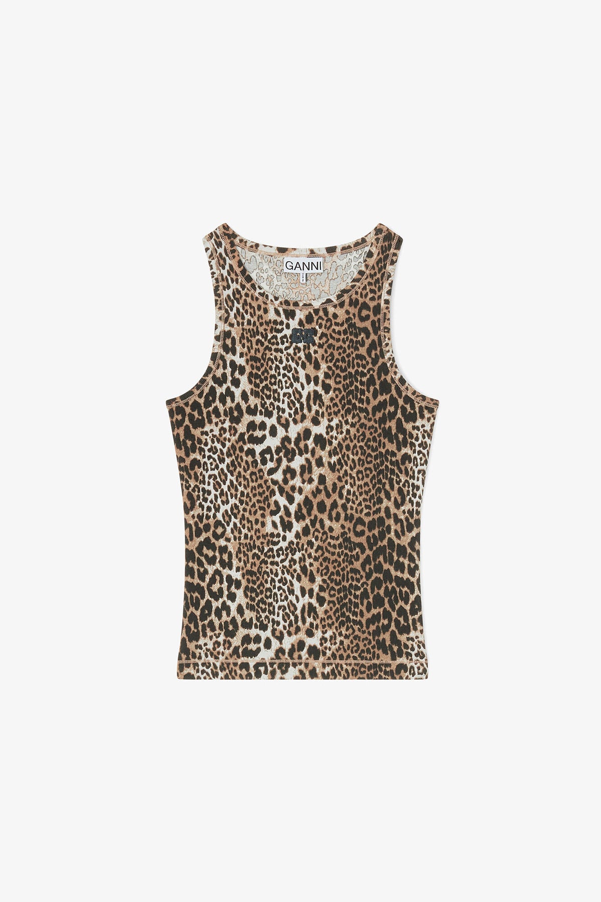 Leopard Rib Tank Top - GANNI