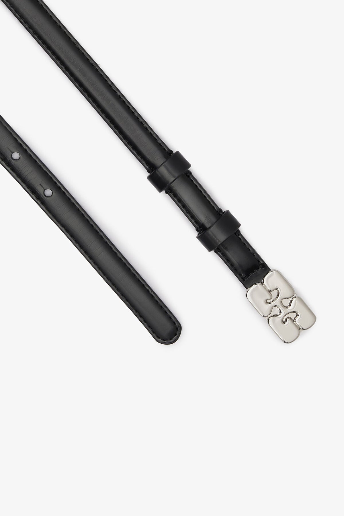 Kat Belt Small in Black Patent - GANNI