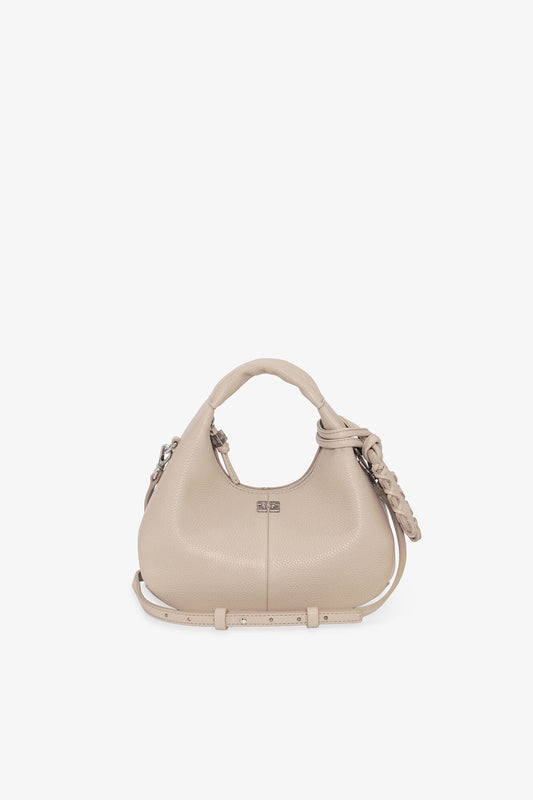 White Pepper Light Grey Mini Hobo Bag - GANNI