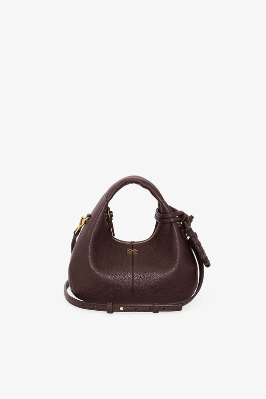Chicory Coffee Brown Mini Hobo Bag - GANNI