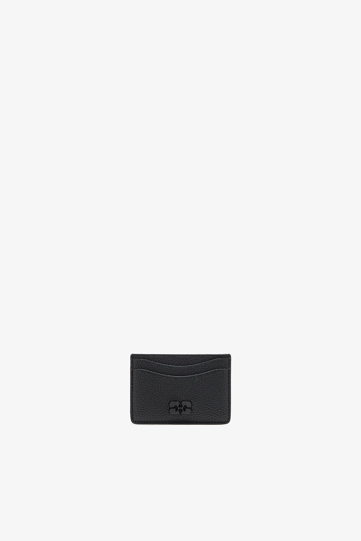 Black Card Holder in Grained Black - GANNI