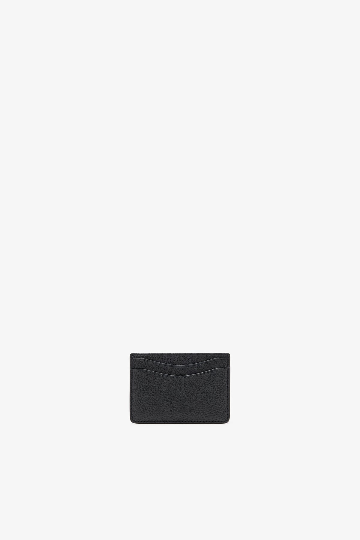 Black Card Holder in Grained Black - GANNI
