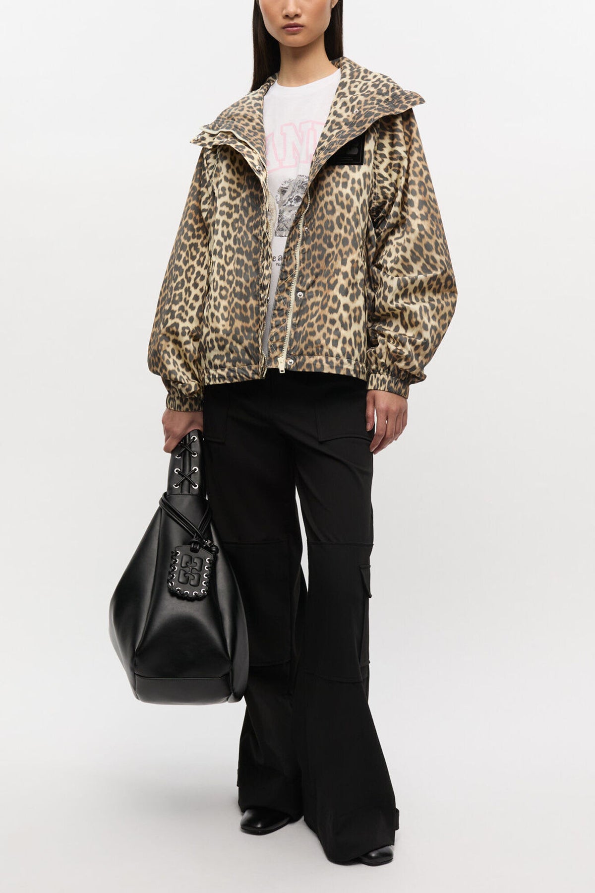 Leopard Print Nylon Jacket - GANNI