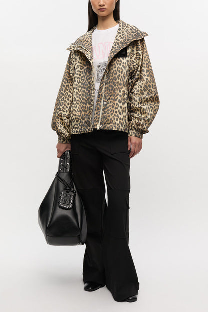 Leopard Print Nylon Jacket - GANNI