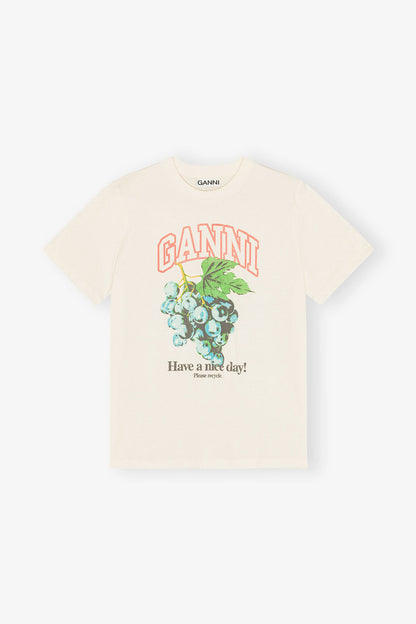 Ivory Grapes Print T-shirt - GANNI