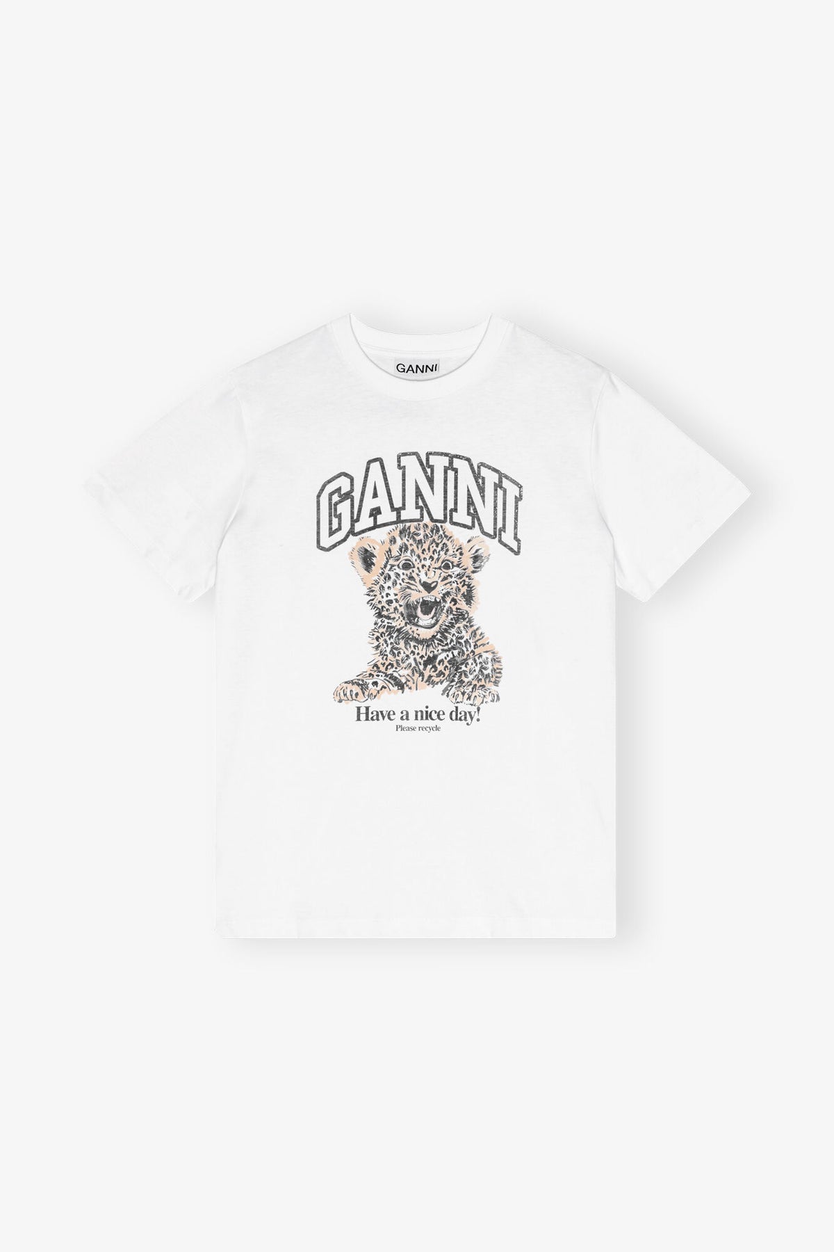 White Basic Jersey Leopard Relaxed T-shirt - GANNI