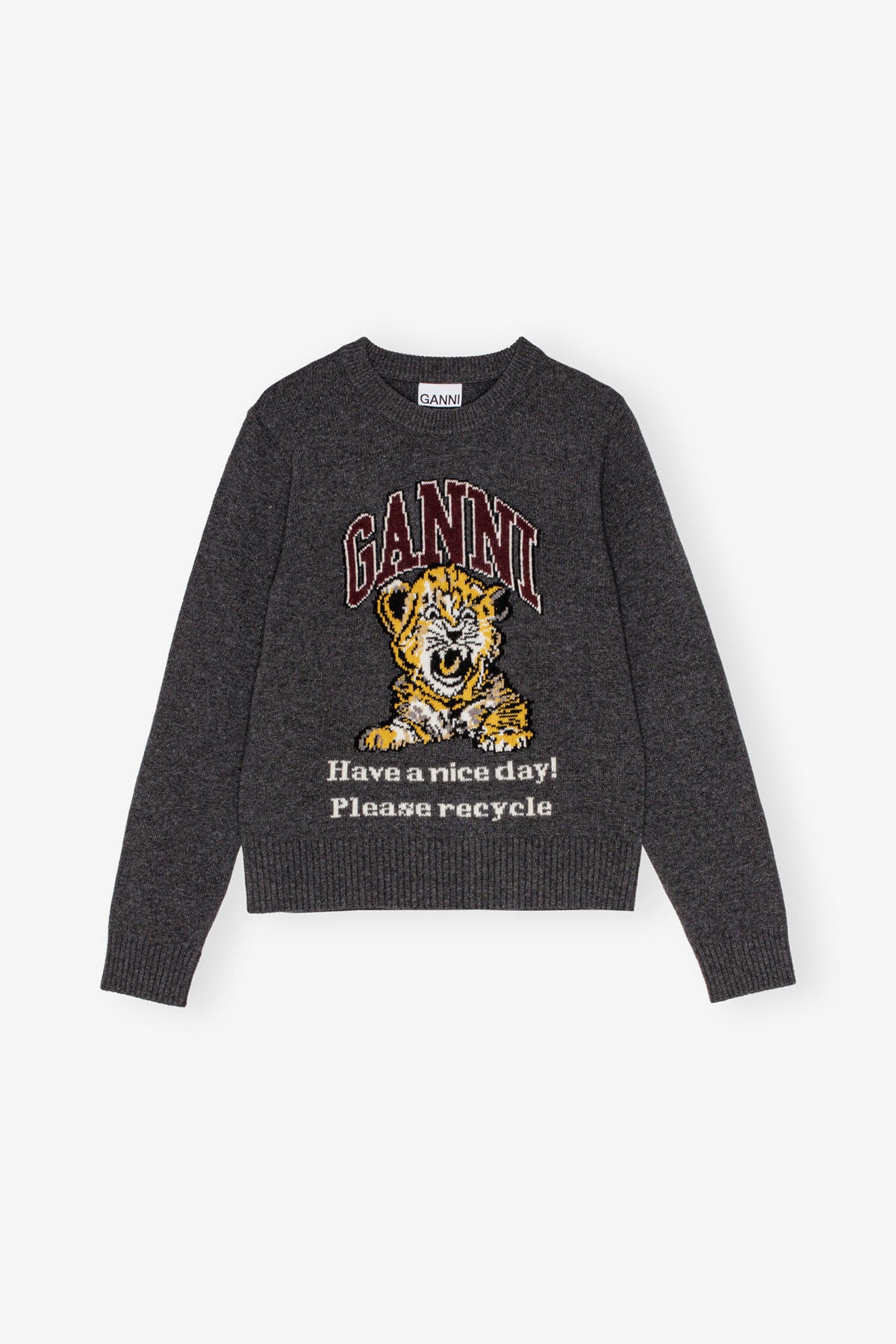 Dark Grey Graphic Tiger Sweater - GANNI