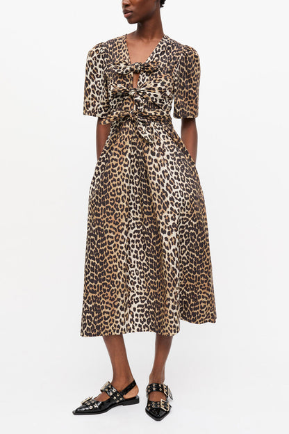 Leopard Printed Cotton Dress - GANNI
