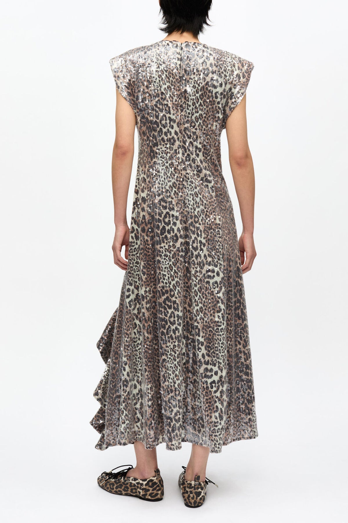 Leopard Stretch Sequins Long Dress - GANNI